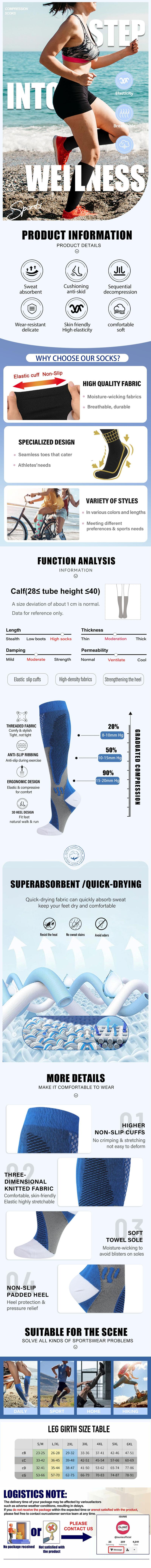 ISUNIE Compression Socks 4 Pairs Knee High Socks for Women & Men for Athletic & Daily,Running,Climbing,Hiking, All Seasons,Unisex, Support Sock