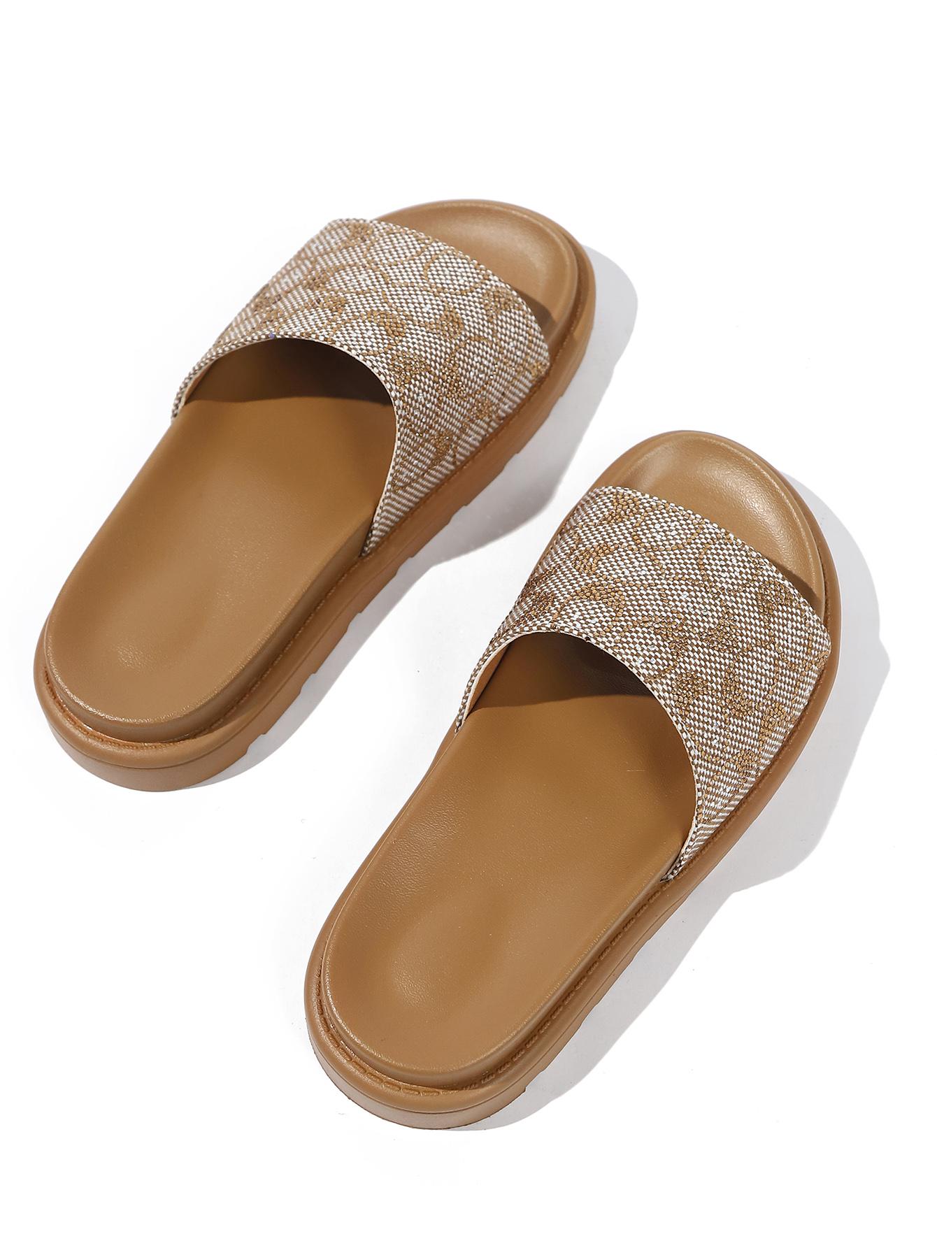 Women's Soft Elastic Thick Sole Slippers, Anti-Slip Durable Outdoor Sandals, Casual Sandals, Vintage Floral Rhinestone Summer Shoes, Daily Wear Height-Boosting Footwear