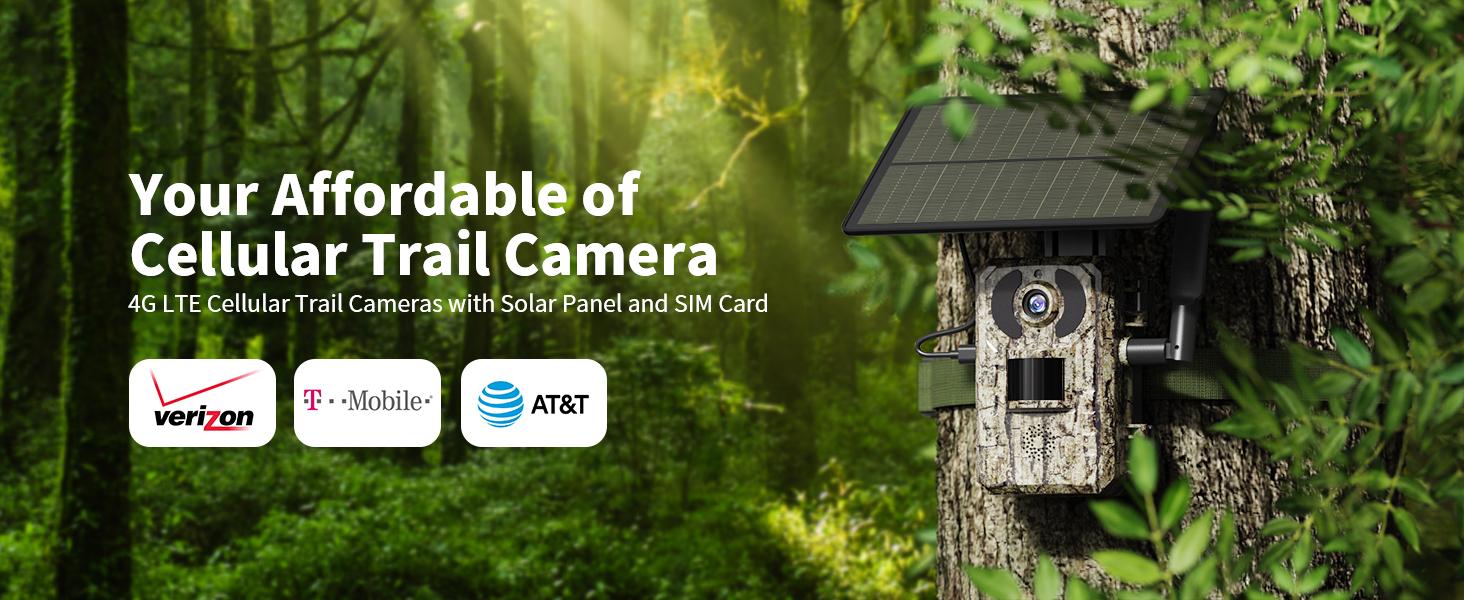 [4K Live]4G LTE Cellular Trail Camera with Forever Solar Powered, Motion Activation 0.2 Second Trigger Time, Unlimited Data Plan Built-in SIM Card(subscription required)