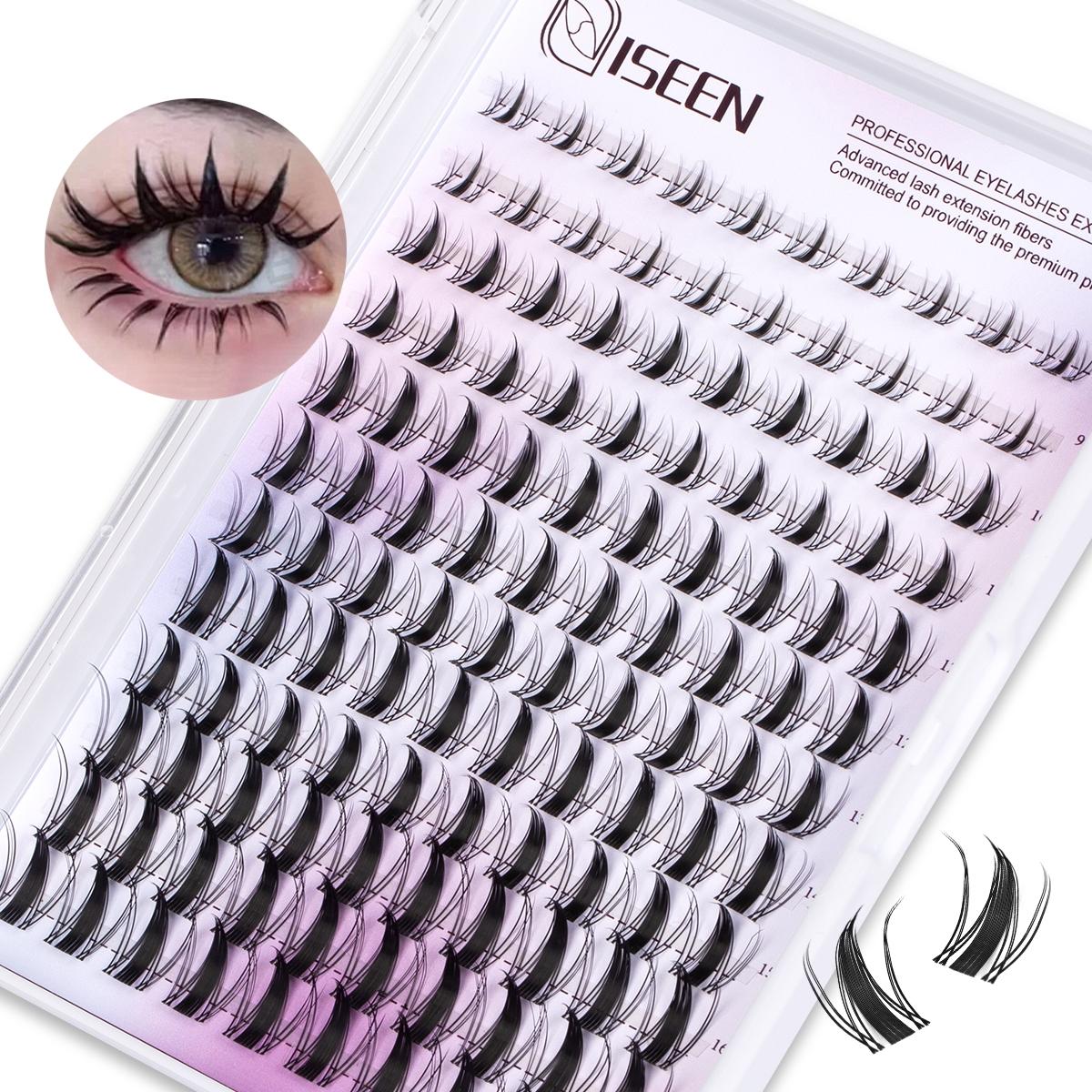 Lash Clusters Kit Manga Lash Individuals False Lash Extension Lash Extension Kit 8-18mm Volume Cluster Eyelashes Wispy C-Curly DIY Cluster Eyelash Extensions Kit Eyelash Glue Extension with Bond&Seal&Eyelash Tweezers