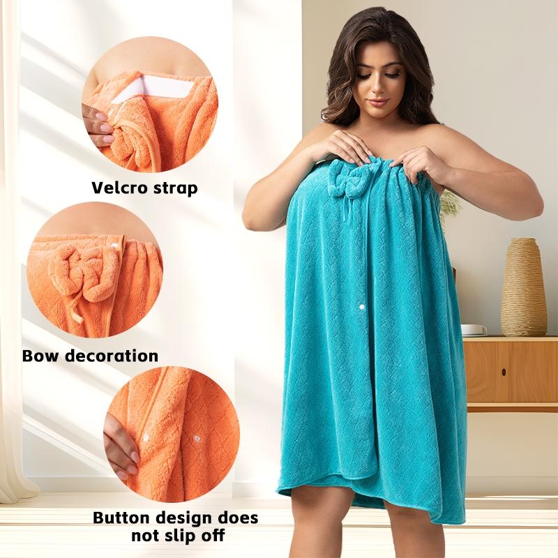 Women's Oversized Bathrobe Set, Bath Robe + Dry Hair Cap, Thickened Home Travel Steam Spa Use, Reusable Bathrobe