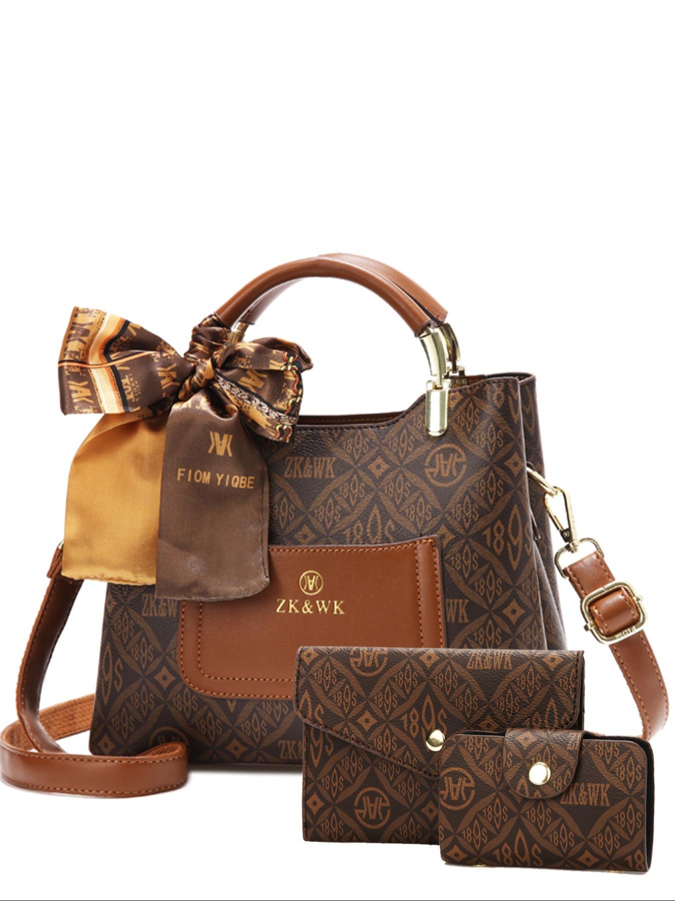 Classic Fashion Versatile Shoulder Bag, High-End Vintage Print Crossbody Backpack, Large Capacity Women's Bag, Casual Handbag Satchel, Casual Geometric Pattern