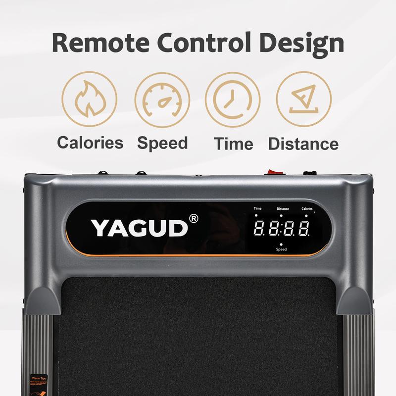 【YAGUD】Quiet Walking Pad – Under Desk Jogging Treadmill with Shock Absorption, LED Display & Remote for Home/Office Small Space Quiet Motor