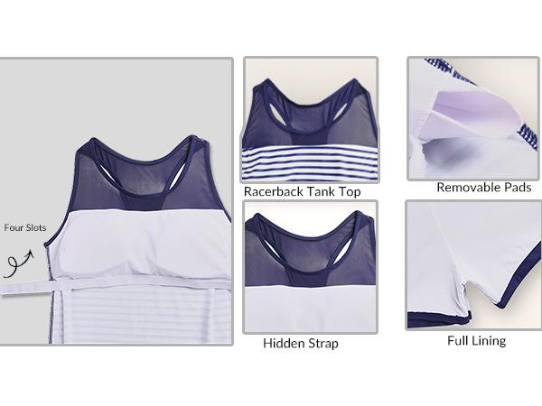 Yonique Women's Two Piece Athletic Tankini Swimsuits with Shorts, Mesh Shoulder Racerback Tank Top & Mid-Waist Solid Boy Shorts, Two-Piece Sporty Swimwear with Boy-Leg Bottoms