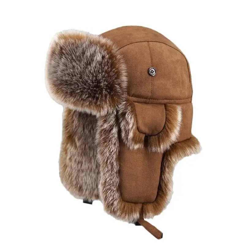 Men’s Cold-Weather Ushanka Hat with Full Ear Coverage, Windproof Faux Fur Lining, Thick Insulated Wool Blend for Skiing, Hiking, and Everyday Winter Wear