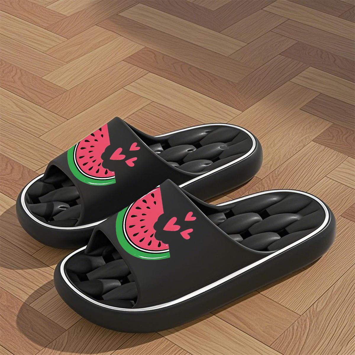 1 Pair Unisex New Style Slippers, Sweet Watermelon Heart Pattern Summer Slippers, Women's Summer Slippers, Indoor/Outdoor Summer Slippers, Holiday Gift Slippers, House Slippers, Beach Slippers, Bathroom Slippers, Birthday Gift Slippers, Casual Summer