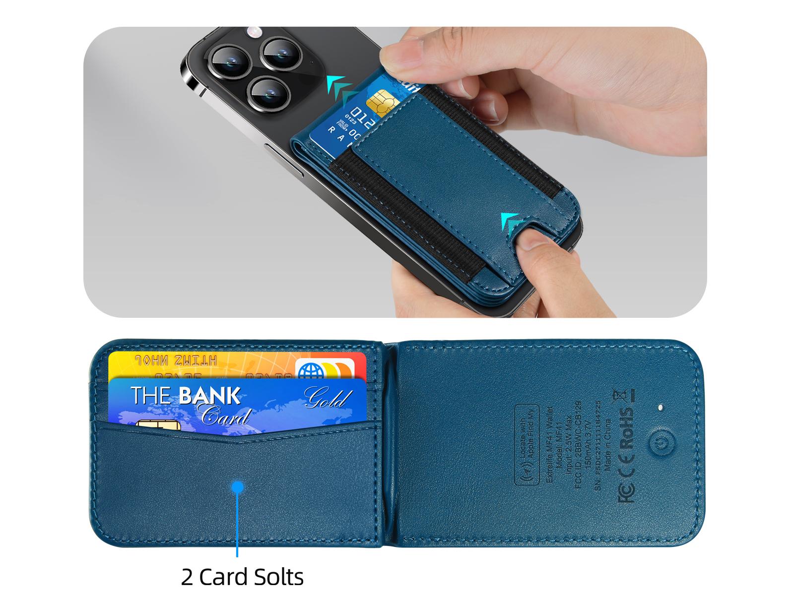 Magsafe Wallet, Works with Find My, Upgrade with Phone Wallet and Adjustable Stand, 3 Card Slots, Magnetic Wallet for Phone 16 15/14/13/12 promax plus Series, Fit 8 Cards, RFID Blocking, Blue Spring Magnetic Greenish