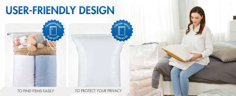 TAILI 8 Pack Vacuum Storage Bags for Comforter and Blankets, Jumbo Vacuum Seal Bags for Bedding 40x31 Inch, Space Saver Bags for Clothes, Pillows, Saving More Closet Space