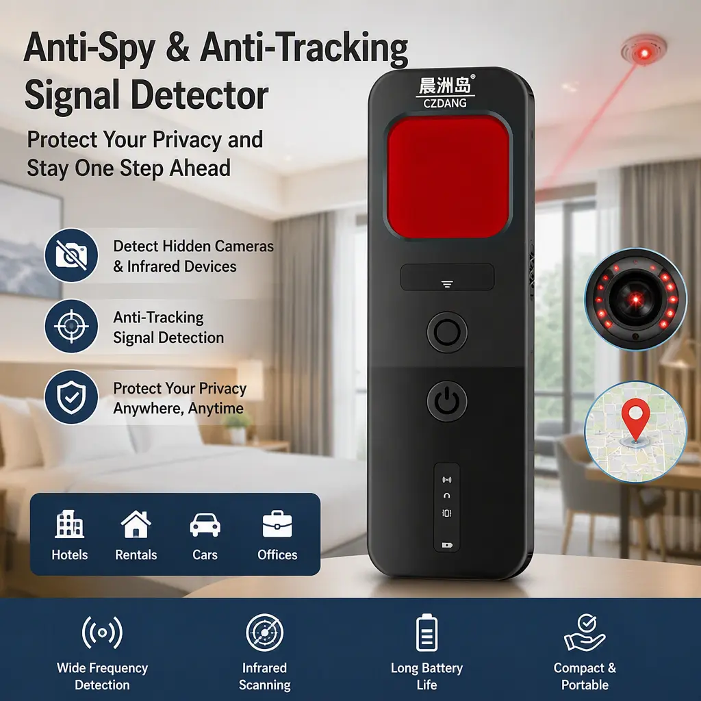 Anti‑Spy Detector for Hidden Camera & GPS Tracker, Portable RF Signal Scanner, Infrared Camera Finder for Hotel Travel Privacy Protection