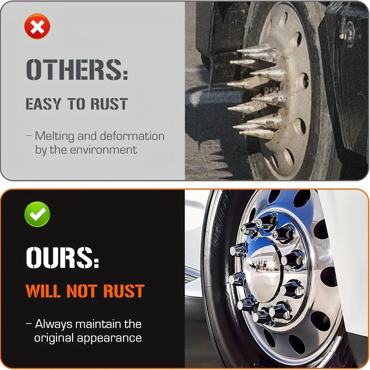 Chrome ABS Complete Axle Cover Set with Hub Caps and 33mm Screw-On Lug Nut Covers for Semi Trucks (2 Front) Car Accessories