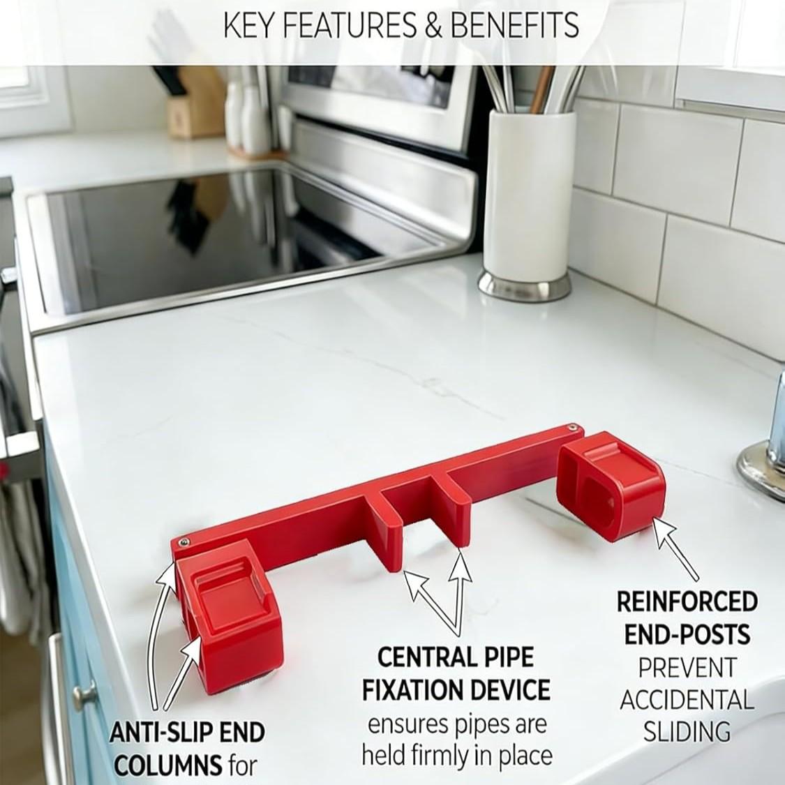 1 PCS Universal Faucet Handle Lock for Double Sinks, Child & Pet Safety Guard with Central Pipe Fixation, Prevents Handle Turning Durable Tap Lock, Quick-Install Sink Faucet Stopper for Kitchen Bathroom