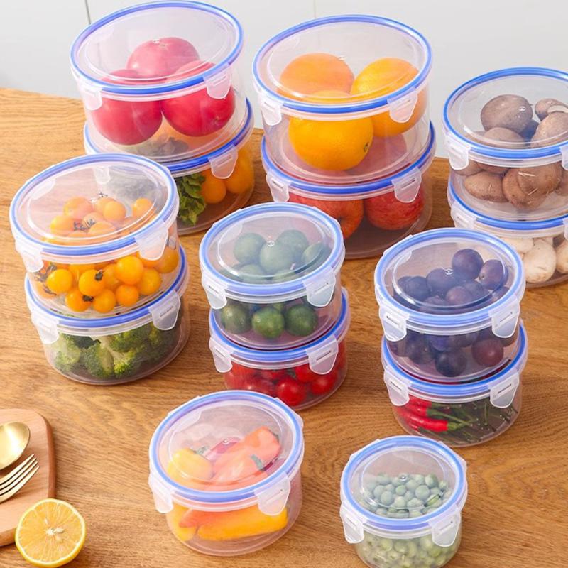 6-Pack Round Food Storage Boxes, Refrigerator-Specific Round Pastry Storage Boxes, Food Storage Containers, Simple, Clean, Hygienic, Stackable, Transparent, Leak-Proof Containers, Bento Boxes