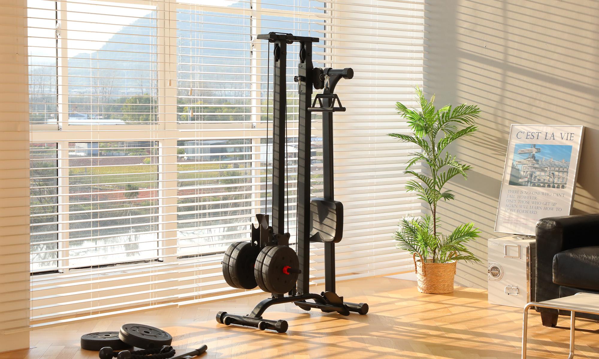CR63 TOUSAINS Foldable Lat Pulldown & Row Machine, 330LBS Strength, Back Exercise, LAT Tower and LAT Row Cable Machine for Home Gym Dumbbell Clamps,Space Saving Design
