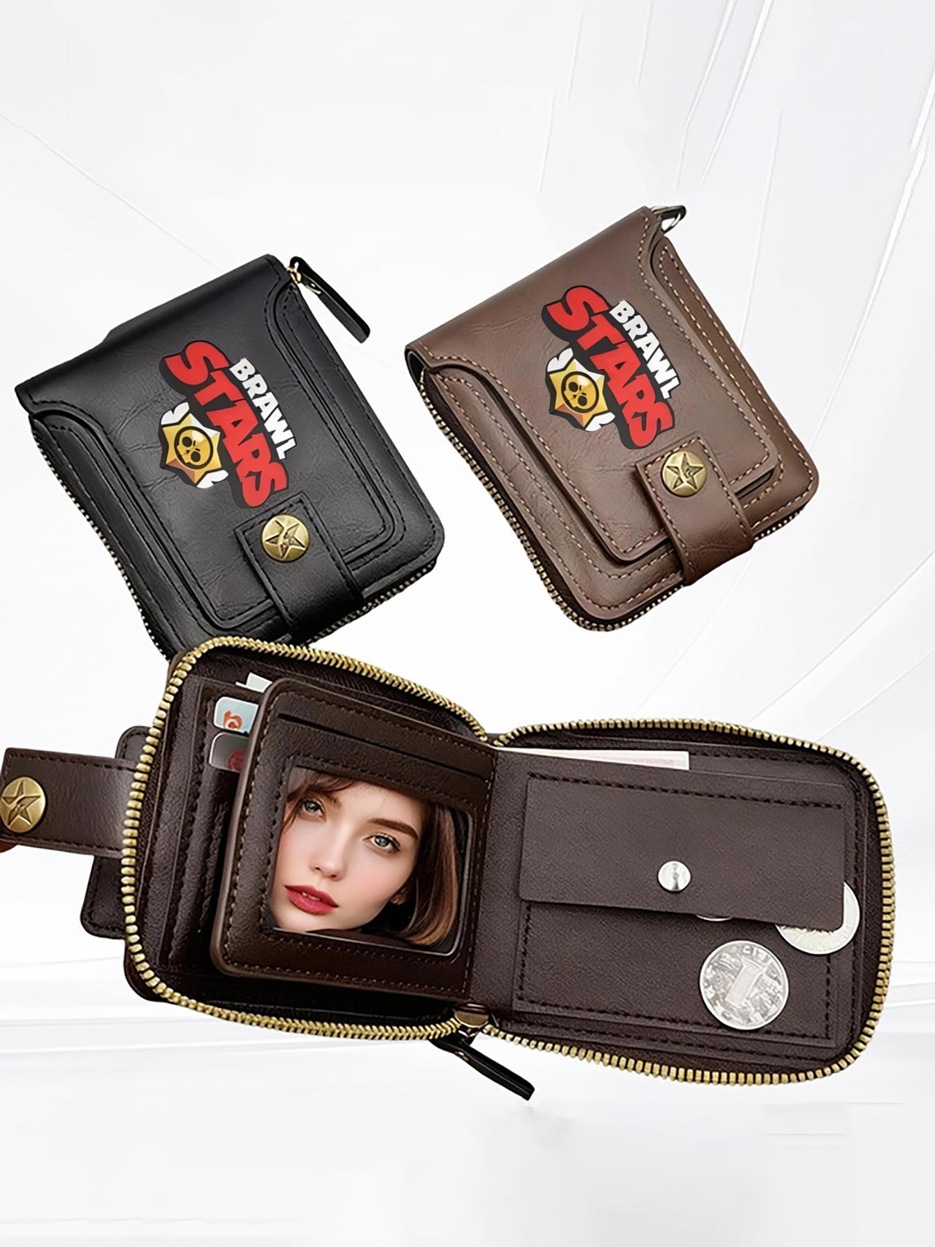 Brawl Stars Printed Black Leather Wallet for Everyday Use and Casual Outings Suitable for Gaming Enthusiasts and Fans Ideal Gift for Christmas  Birthdays  and Special Occasions with Secure Zipper and Button Closure Stylish and Durable Design Perfect for