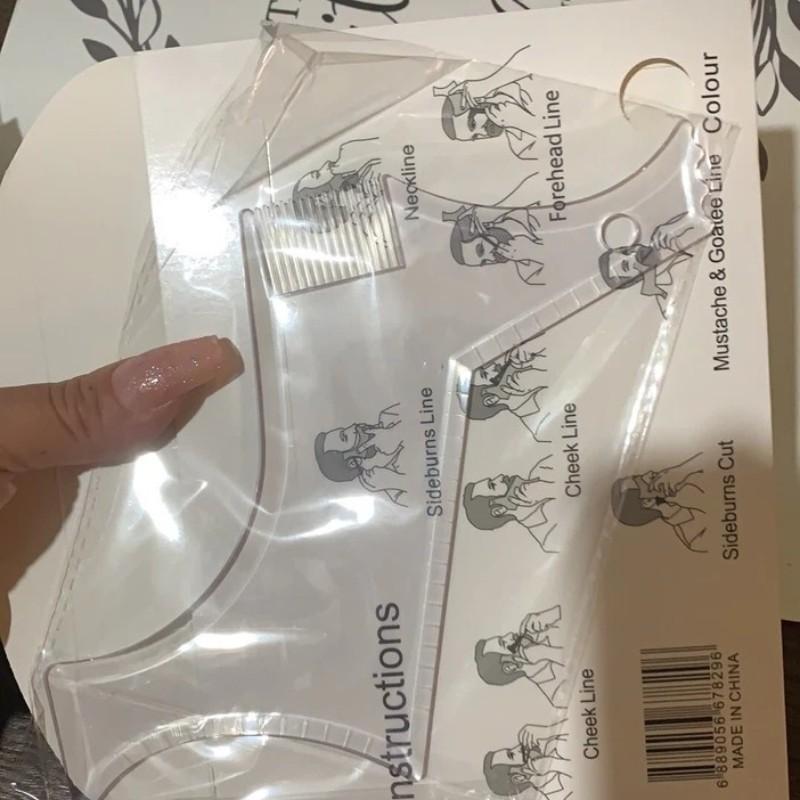 8 in 1 Clear Beard Shaping Tool With Comb, Thickened Beard Guide Shaper, Black Multifunctional Styling Template For Goatee Mustache Sideburn, Grooming Tool, Hair Styling Tools