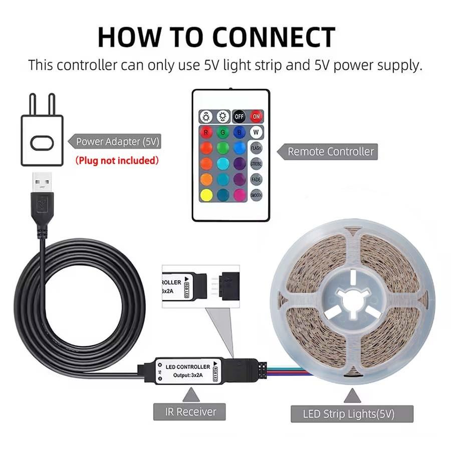 1PC RGB LED TV Backlight Strip, 24-Key Remote, Adjustable Brightness, Dynamic Mode, 39.37-590.55 Inches, Ideal for Gaming Room and Home Decor