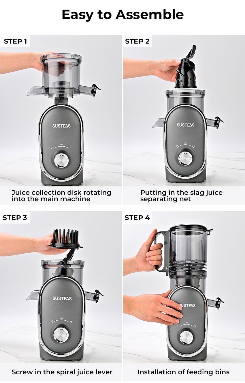 SUSTEAS 5.3 juicer machine Crushes whole fruits, 90% yield. Heavy-duty metal, easy-clean design – perfect for cafes & healthy homes. Smoothie Blender XL Cold Press Apples