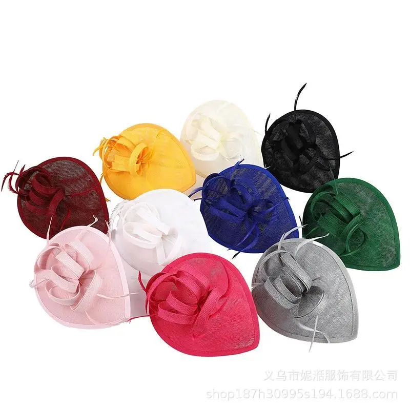 2025 Elegant Hair Drop Fascinator Hat Women Party Hats Bridal Wedding Show Race Millinery With Fancy Flower Headpiece