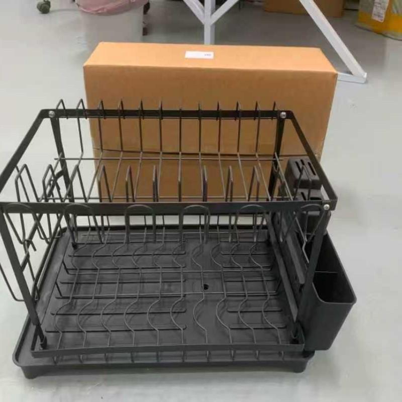 Thick Two-Layer Kitchen Drying Rack with Bottom Tray, Large Capacity Cutlery Drying Rack, Multi-Functional Storage Organizer for Kitchen