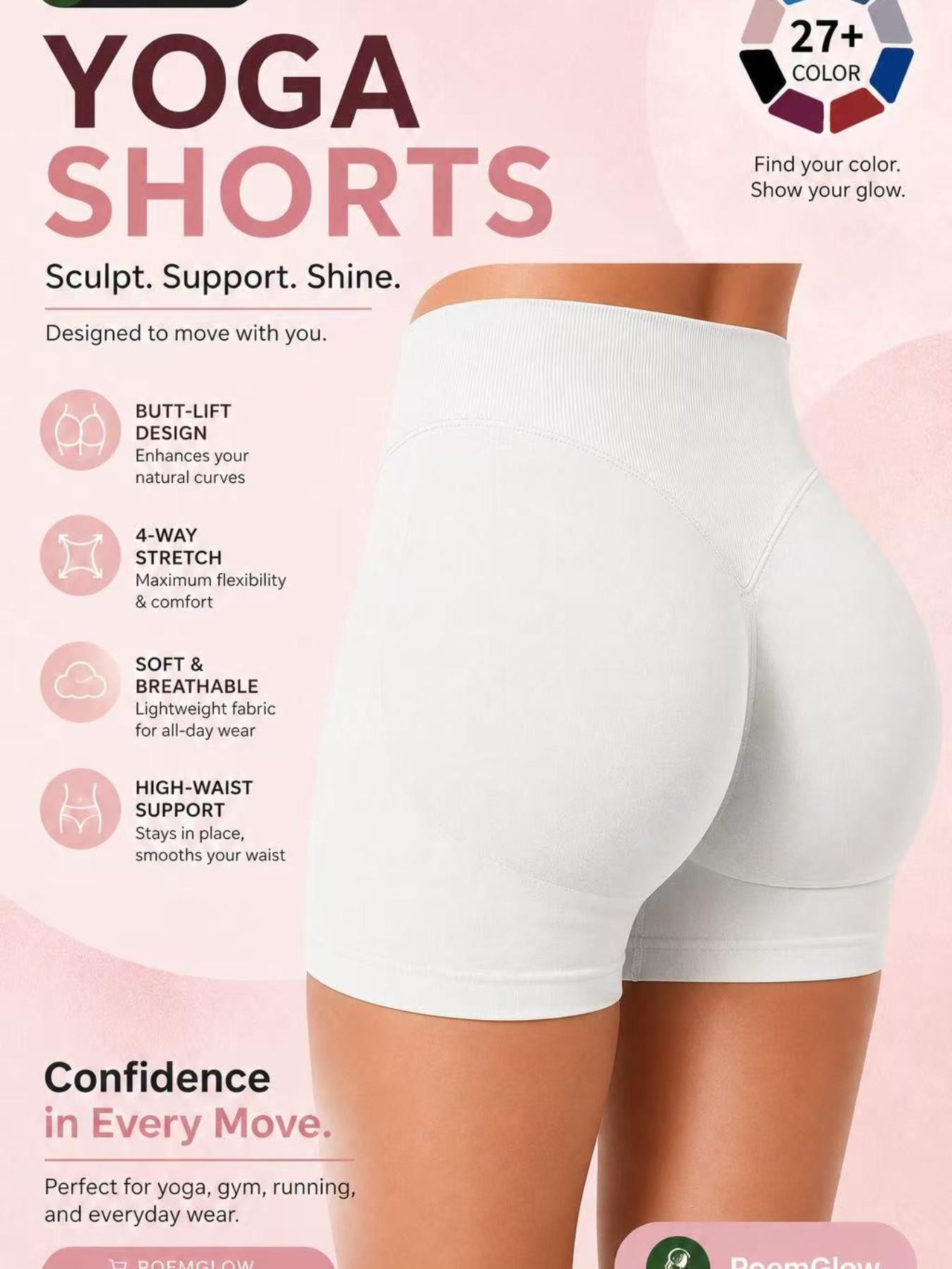 Seamless High Waisted Fitness Yoga Shorts for Women, Tummy Control & Butt Lifting, Slim-Fitting Sporty Compression Shorts, Athletic Wear Shorts, Performance Training Shorts for Workout, Running & Outdoor