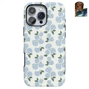 Blue Hydrangea Case Tropical Floral Phone Case for iPhone 16 15 14 13 12 11 Pro Max Waterproof Protective Cover Compatible with Samsung Galaxy S25