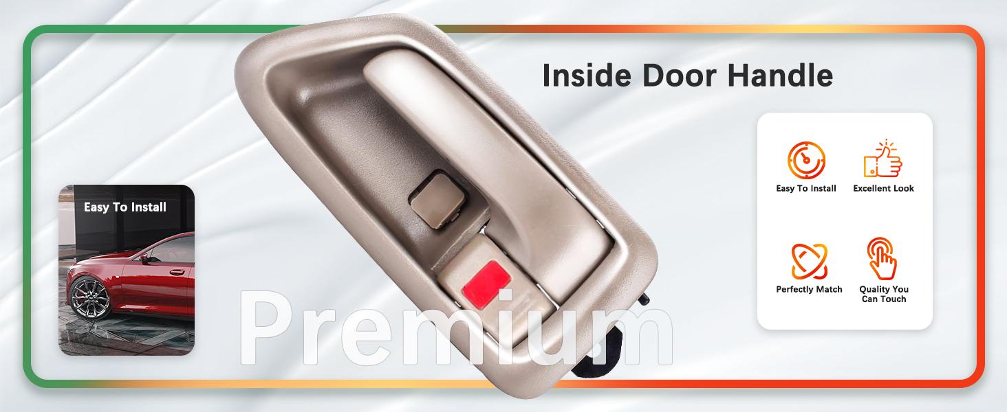 2Pcs Interior Door Handles, Front Rear Driver & Passenger Side Replacements for 1997 1998 1999 2000 2001 Toyota Camry, Replaces# 69206-AA010-E0, 69205-AA010-E0, Beige/Tan