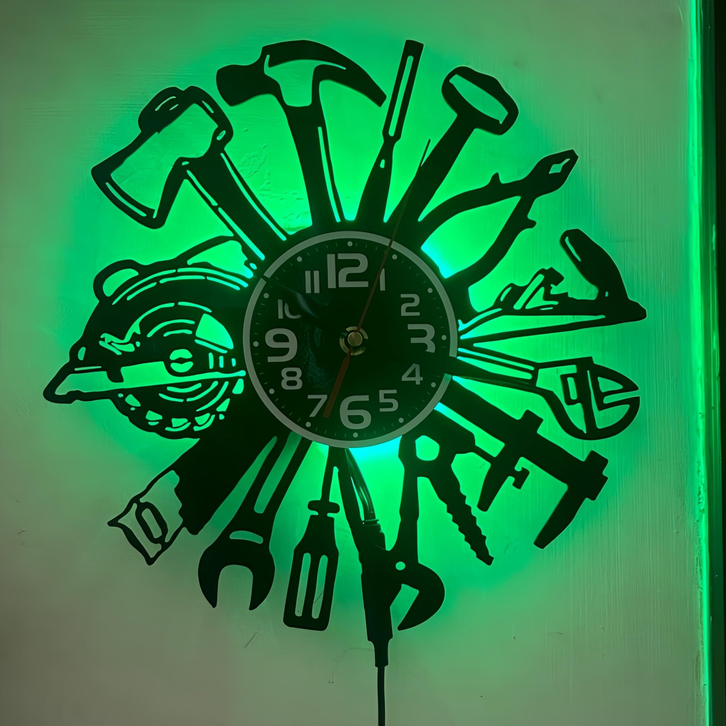 Tool-Shape LED Wall Clock, Perfect for Garage and Repair Workshop, Loved by Mechanics and DIY Enthusiasts, Quartz Movement