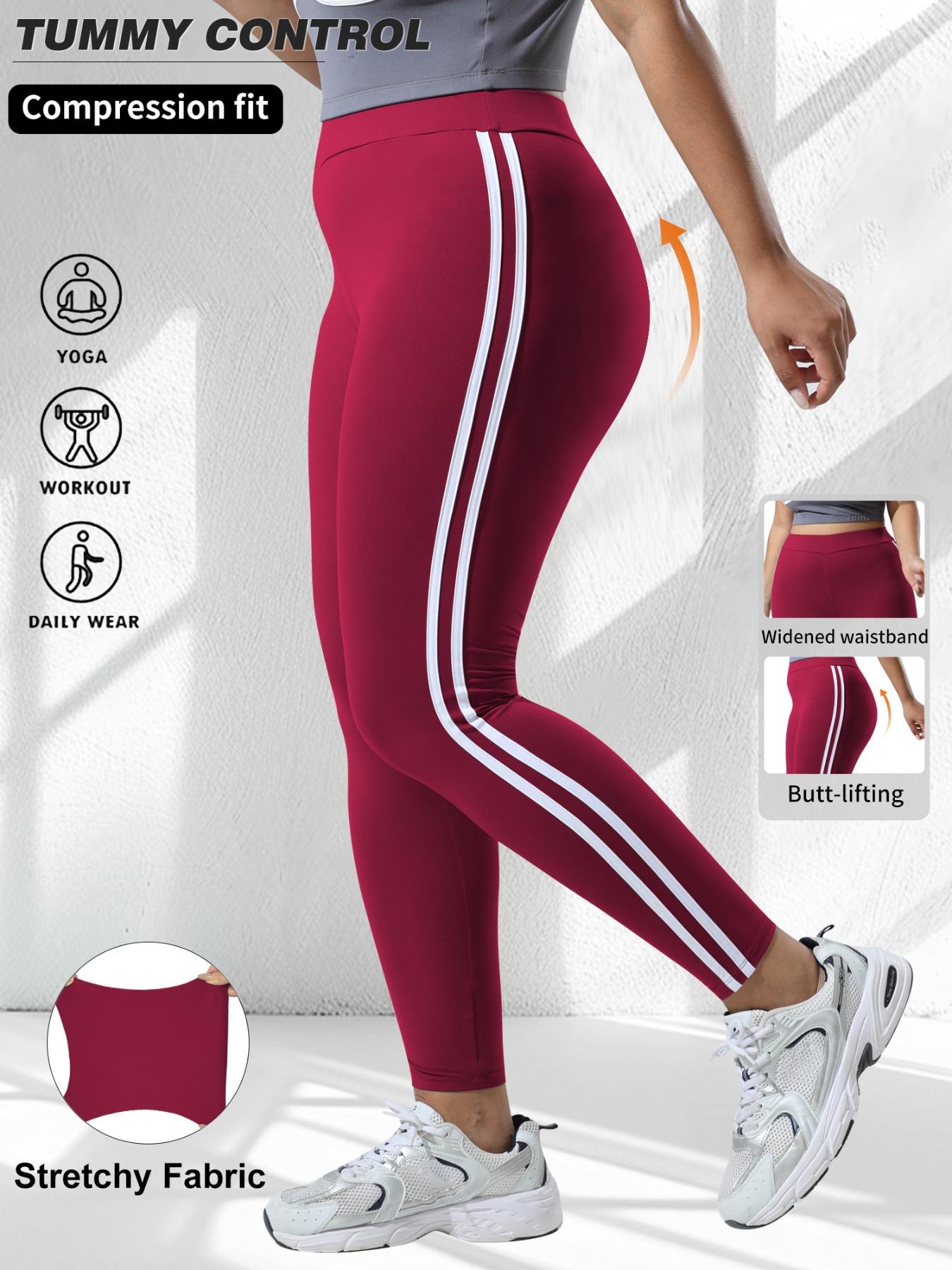 Women's Plus Size High Waist Skinny Pants, High Stretch Bottoms, Stretchy Soft Fabric, Side Stripes Design, Casual Fashion Essential for Daily Wear