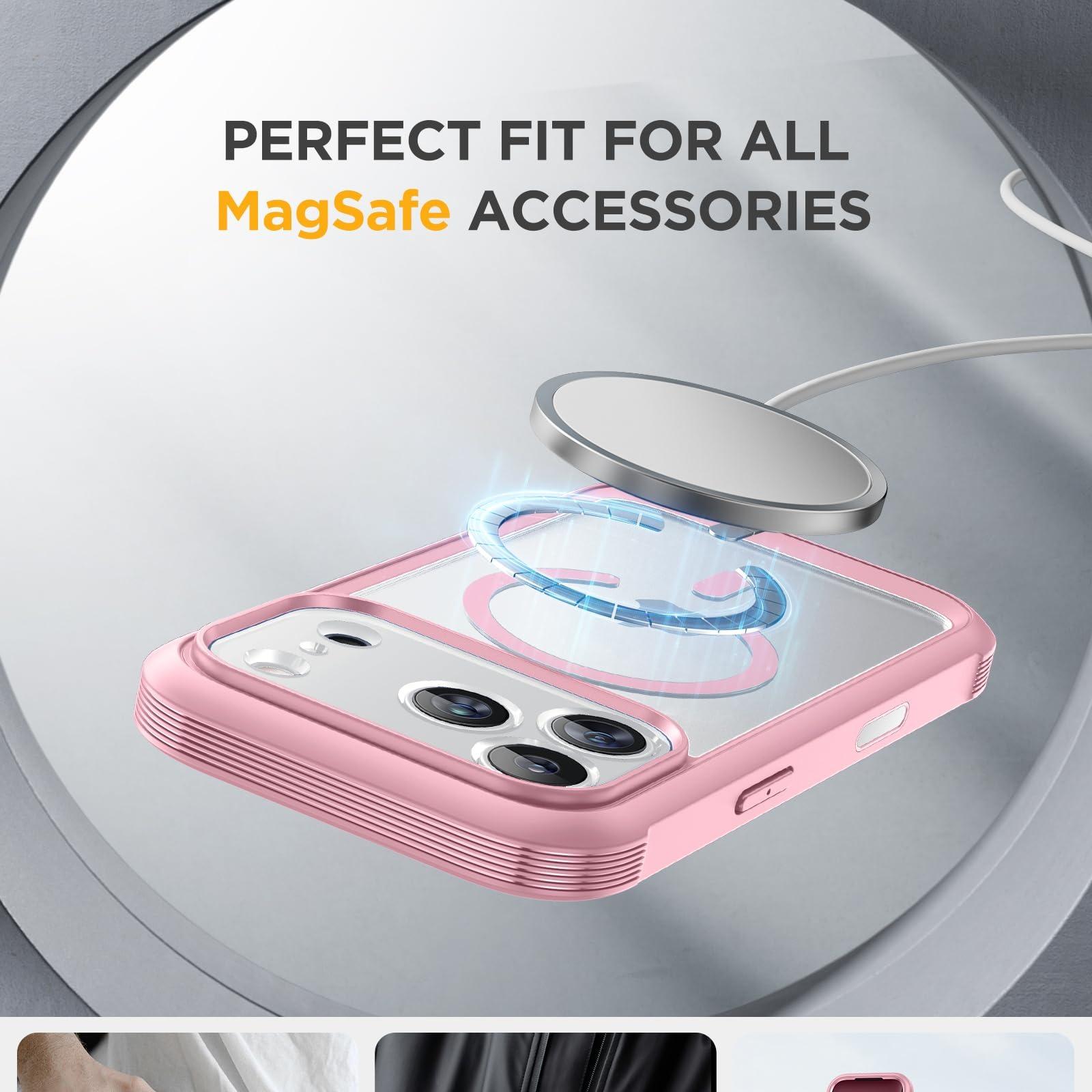 360° Rugged Durable Transparent Case for iPhone 17 Pro Max 16 15 Plus 14 13 12  Magsafe Wireless Military Shockproof Cover with HD Screen Protector TPU Clean Phone Bumper