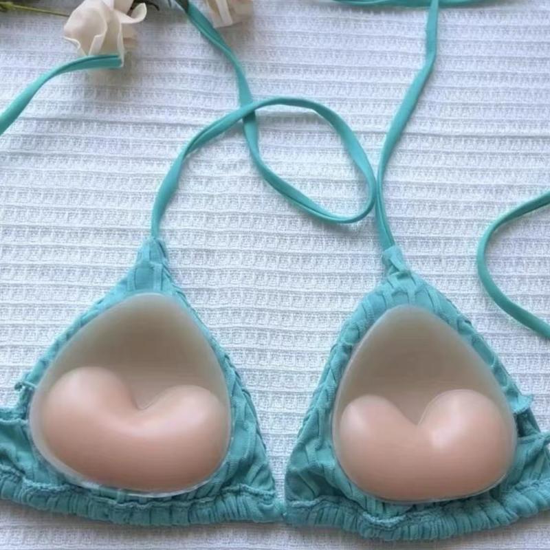 Women's triangular silicone bra inserts, push-up and waterproof, suitable for swimsuits, bikinis, sports bras, detachable