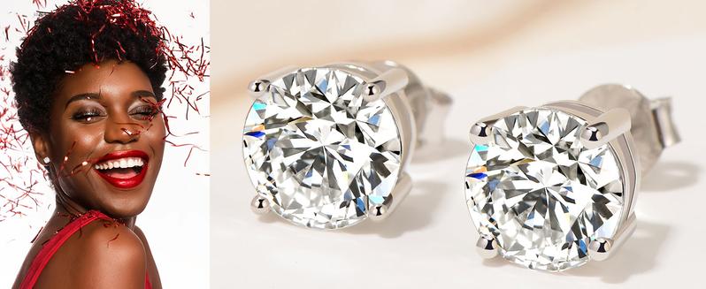 HELLOICE Moissanite Round Cut Stud Earrings 0.2Ct-4Ct Unisex 925 Sterling Silver Earrings Synthetic Moissanite Earrings  Gift for Anniversary Birthday Daily Engagement Wedding