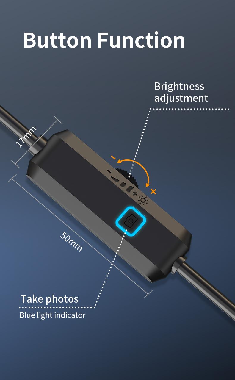 Endoscope Camera with Light,HD Borescope Tools,Adjustable LED Lights, Photo and Video Recording,Semi-Rigid Snake Camera, IP67 Waterproof Inspection Borescope for Android Phones and Laptops for Automotive Repair, Plumbing Sewer,HVAC,Men Tools Cool Gadgets