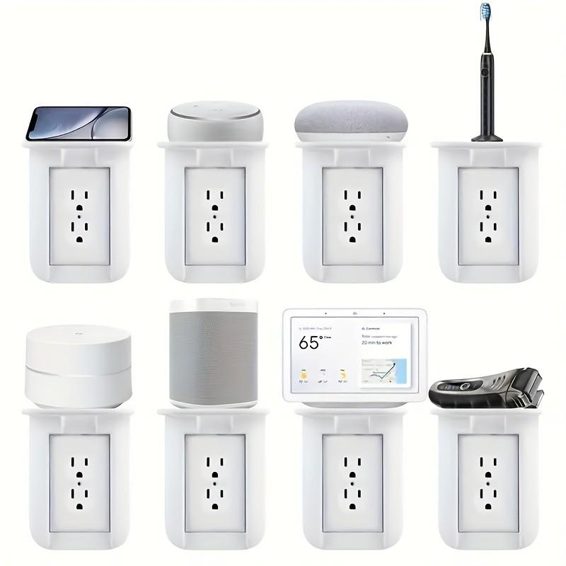 Space-Saving Socket Rack Wall Mount, Decorative Easy Installation, Supports Smart Home Speakers and Devices, Max Weight 10 Lbs, Abs Material