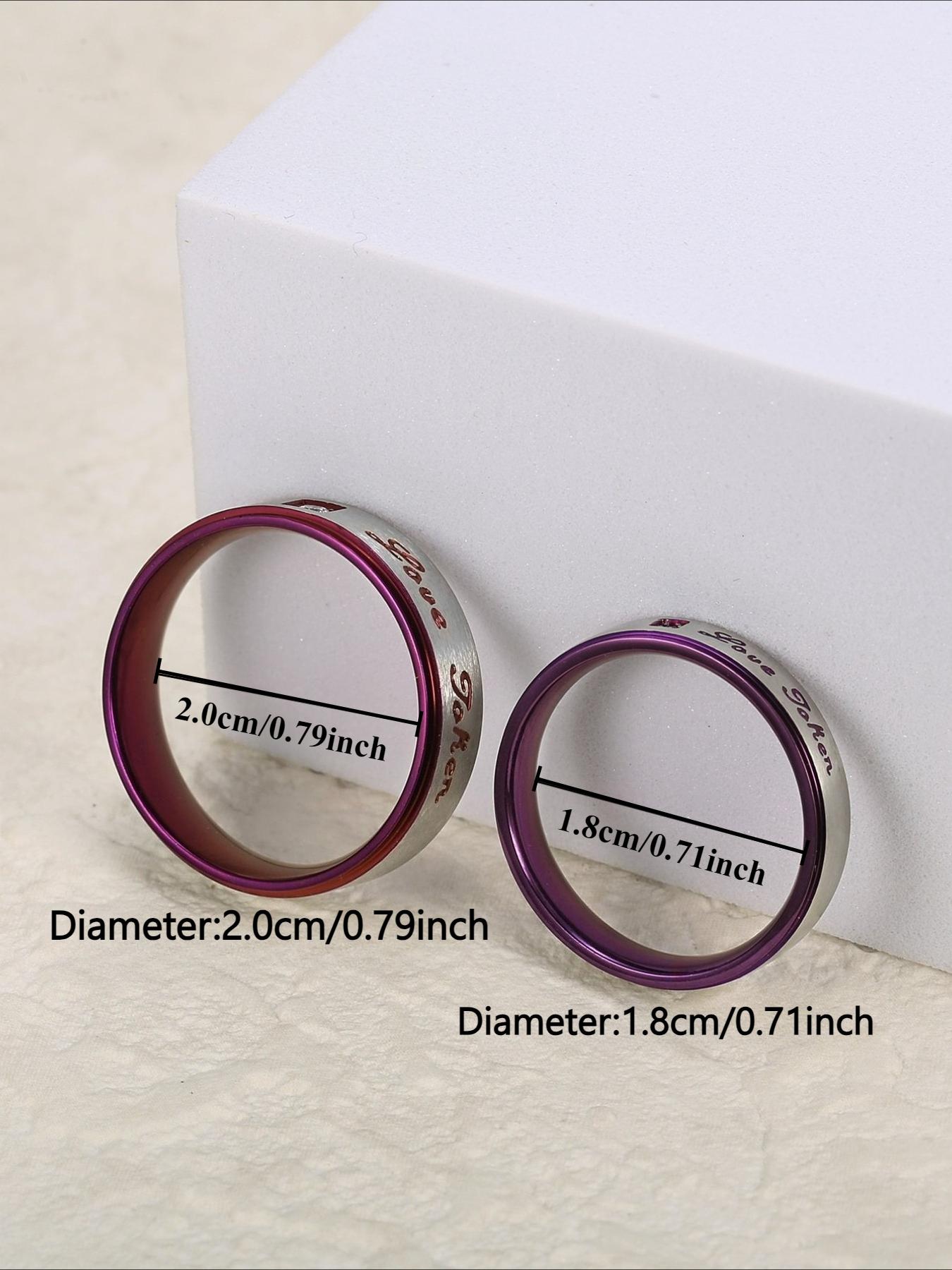 European and American Cool Love Joker Couple Ring Stainless Steel Purple Inner Ring Non Fading Hip Hop Pair Ring Gift for Lovers