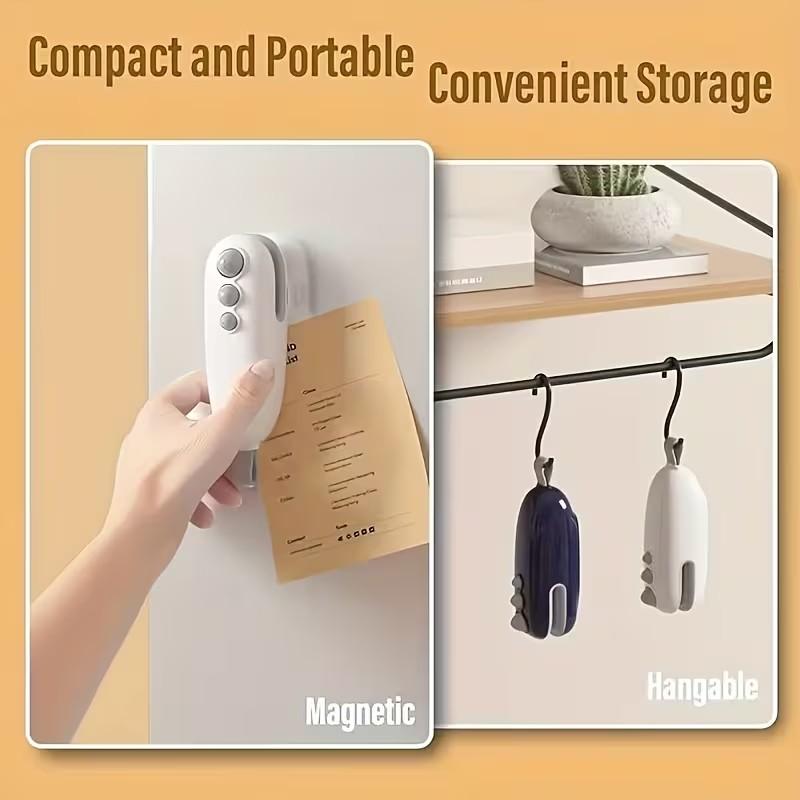 1PCS Mini Bag Sealer Rechargeable Handheld Magnetic Heat Sealer 2 In 1 With Cutter Food Freshness Snack Sealing Portable Home Kitchen Sealing Tool