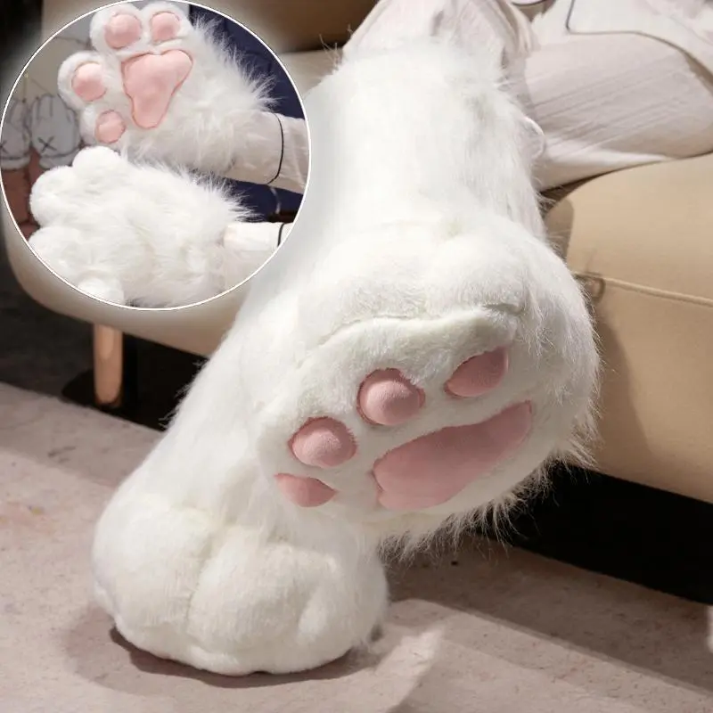 Soft Plush Doll Accessory Prop - Cute Cotton Kawaii Cat Claw Gloves, Faux Fur Fox Paws Mittens with Bird Wings, 26/80/35cm, for All Ages Halloween Cosplay