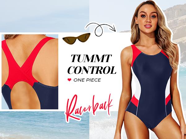 Tempt Me Women One Piece Swimsuits Athletic Racerback Swimwear Training Exercise Slimming Bathing Suit Sporty Womens Racing Swimsuits One Piece Bath Suit for Teens Girls Swimming Suit Color Block