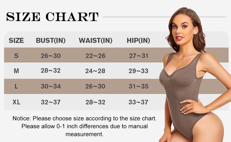 Womens Shapewear Bodysuits Tummy Control Medium Compression Soft Nylon Sleeveless Tank Tops Adjustable Spaghetti Straps All Seasons