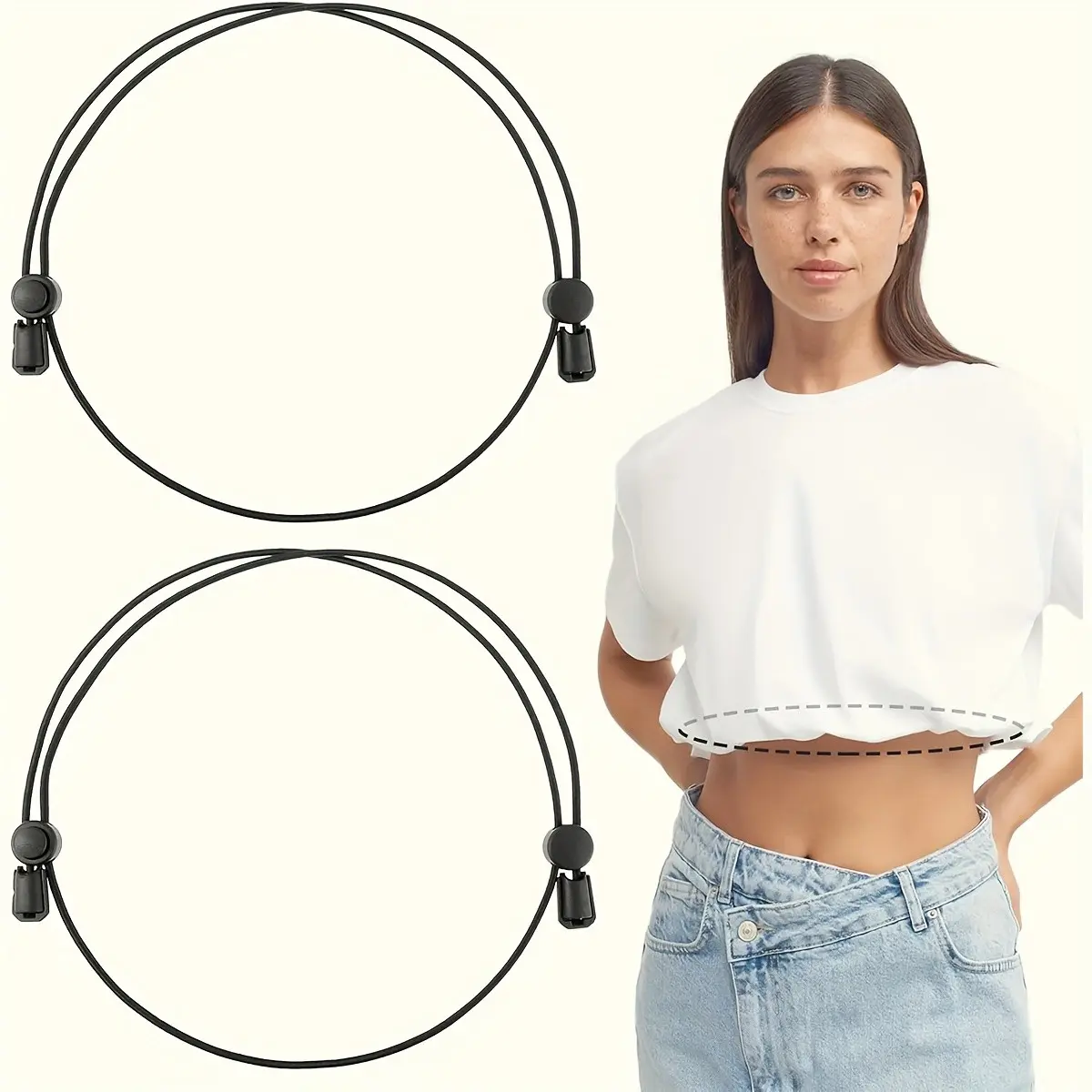 Women's Adjustable Waist Belt Set, Elastic Belly Control Strap, Seamless Design, Smooth Texture, for Shirts, Sweaters, Blouses