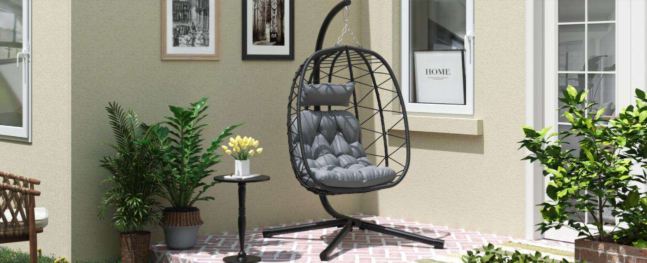 Yitahome Hanging Egg Chair with Cushions, Swing Egg Chair with Stand, Wicker Hammock Egg Chair for Indoor Outdoor Balcony Patio Garden Poolside Bedroom, Outdoor Furniture