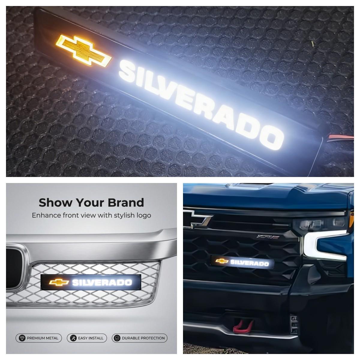 LED Front Grille Emblem Light for Chevrolet Silverado 1500/2500, No Drilling Installation, Plug-And-Play, Enhance Pickup Style
