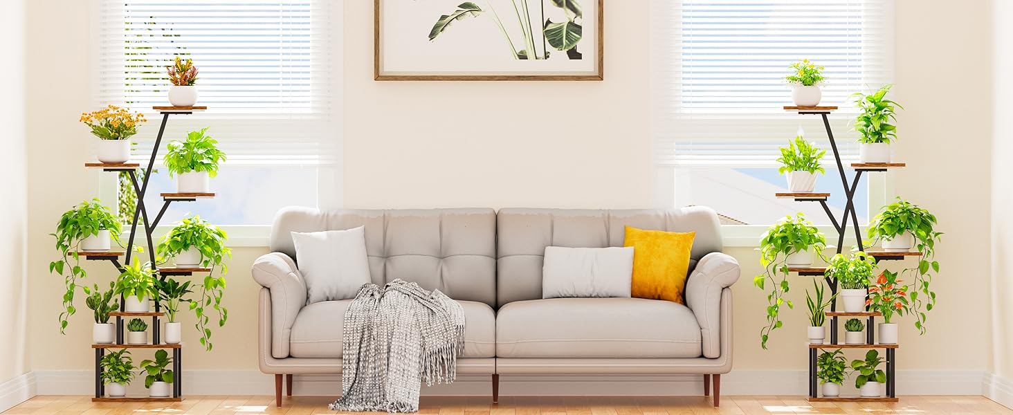 Plant Stand Indoor with Grow Lights - 8 Tier Indoor Plant Shelf, Corner Plant Stands for Indoor Plants, 51" Tall Metal Plant Shelves, Tree-Shaped Plant Rack