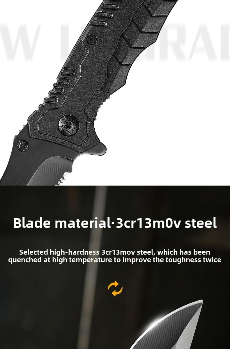 Stainless steel toothed fruit knife high hardness sharp outdoor multi-function folding knife tool for self-defense portable Christmas gift