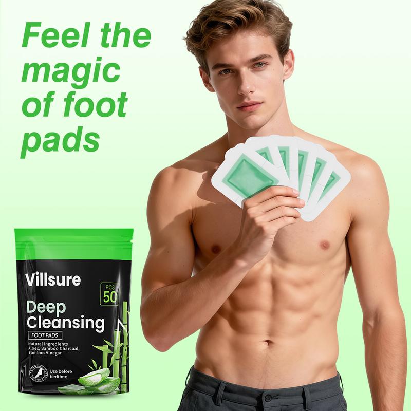 Deep Cleansing Foot Pads Foot Care With 50 Patches,Natural Aloes,Sea salt,Tourmaline,Herbal Foot Detox Patches For Foot Care,Adhesive Sheets, lmprove Sleep Quality,Relieve Fatigue and Exhaustion,Cleanse the Body & Mind,Improve Sleep Detoxpads