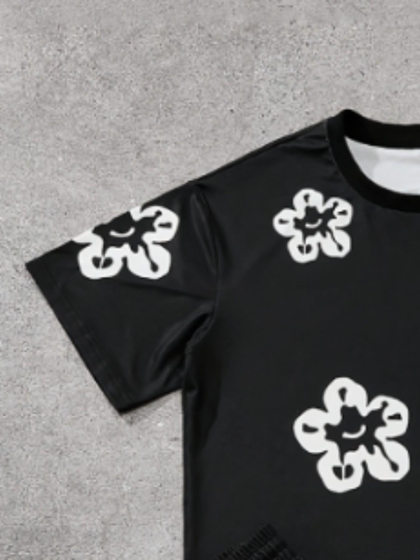 Men's Summer Suit Short Sleeve T-Shirt and Shorts, Breathable and Quick-Dry, Casual All over Print, Ideal for Outdoor Activities