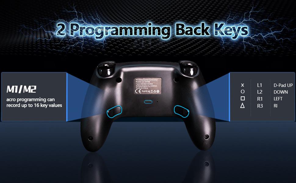YUYIU PS5 Wireless Pro Controller With 3.5mm Audio Jack, Bluetooth5.0,Touch Pad, Six Axis Motion Control, Charging Cable game stick