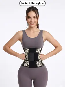 Leopard Print Waist Trainer for Women Tummy Control Sweat Band Body Shaper Corset Underbust Sport Girdle