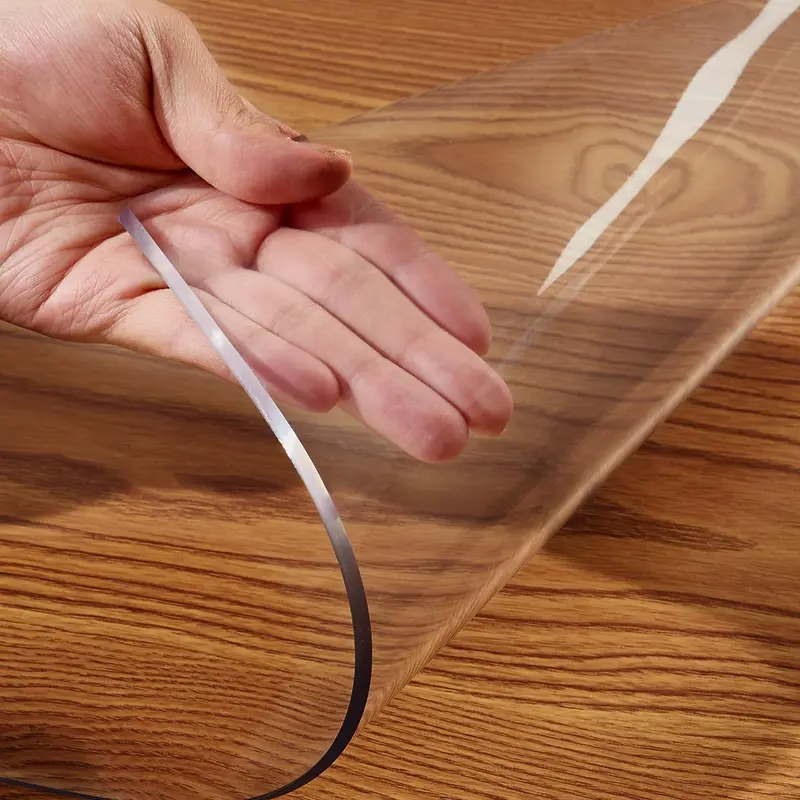 Contemporary Eco-Friendly PVC Transparent Tablecloth Protector - 1.5mm Thick Waterproof Plastic, Rectangle & Oval Shapes, Multiple Sizes, Ideal Pad for Kitchen/Dining Tables, Writing Desks (Shields Against Pencil, Scissors, Ruler Damage)