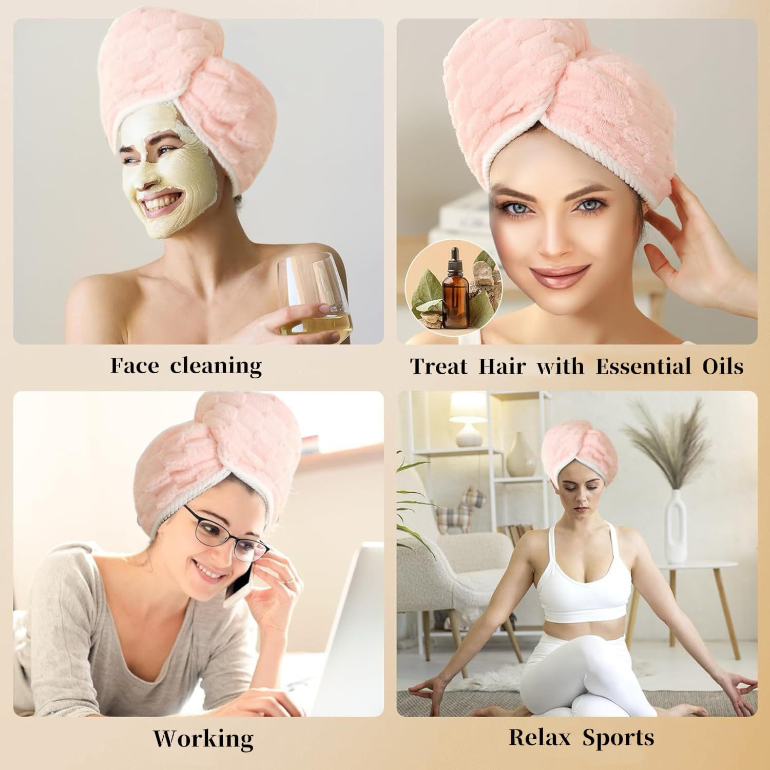 Microfiber Hair Towel Wrap-Ultra-Absorbent & Quick-Dry Turban for Wet Hair, Anti-Frizz Solution for Curly, Straight, or Wavy Hair -Perfect Women's Hair Care Essential