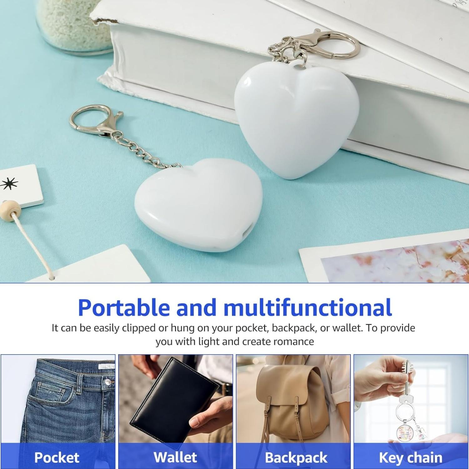 ❤ 2-piece wallet illuminated heart-shaped light, LED automatic sensor wallet light, mini touch activated handbag light, portable handbag night light, suitable for women and girls, perfect Valentine's Day gift ❤
